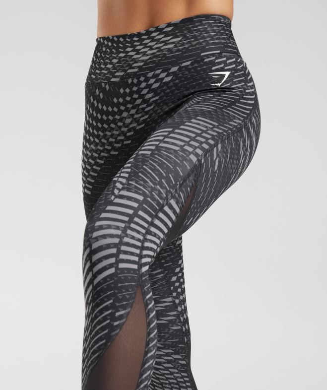Gymshark leggings de course à pied impression noire femmes 6HF28328