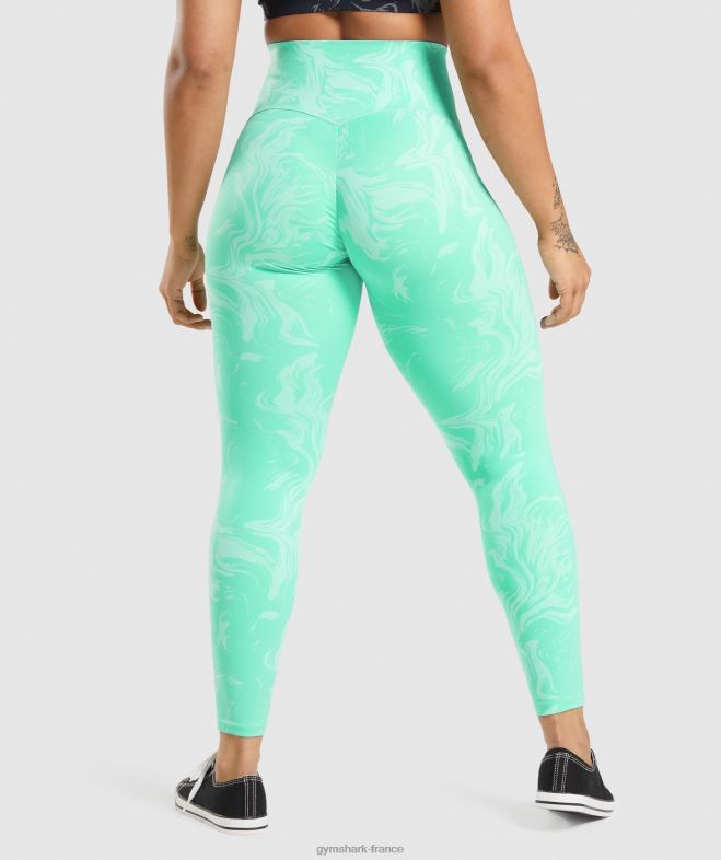 Gymshark leggings de maintien de la taille imprimé turquoise vif femmes 6HF28327