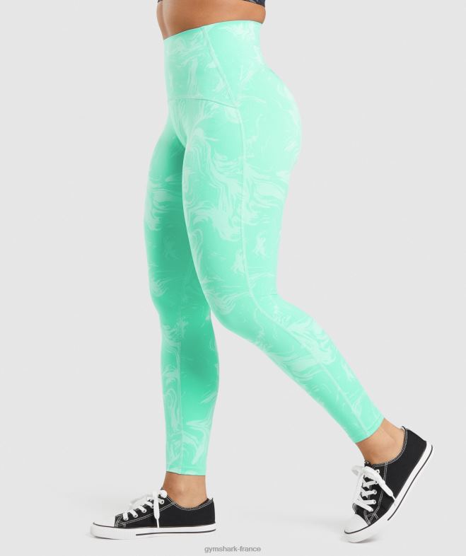 Gymshark leggings de maintien de la taille imprimé turquoise vif femmes 6HF28327