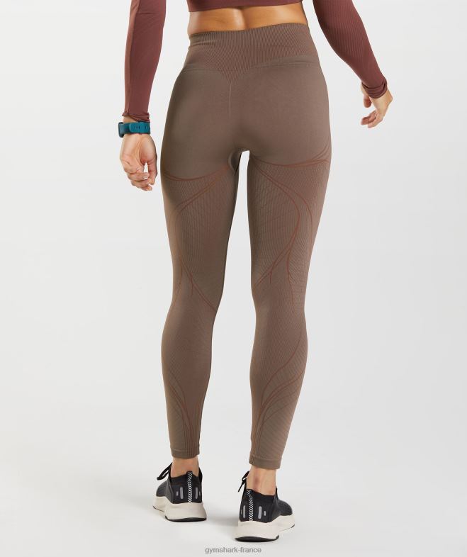 Gymshark leggings sans couture apex brun truffe/brun cerise femmes 6HF28314