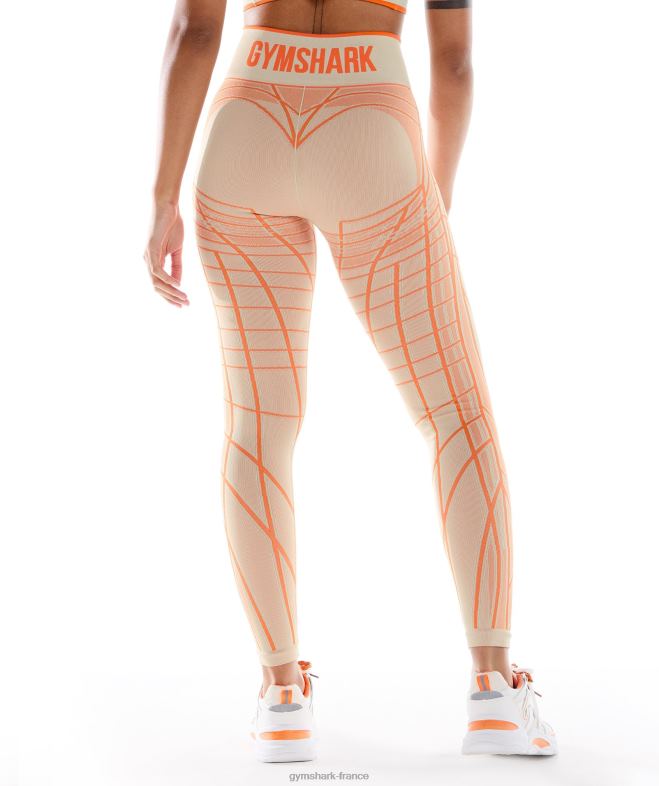 Gymshark leggings sans couture linéaires wtflex gris galet/orange/blanc coco femmes 6HF28324