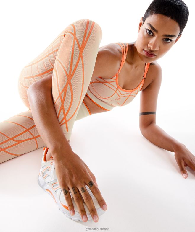 Gymshark leggings sans couture linéaires wtflex gris galet/orange/blanc coco femmes 6HF28324