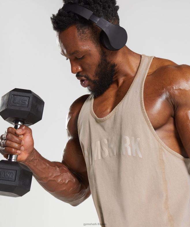 Gymshark longeron lavé sous pression brun ciment Hommes 6HF281009