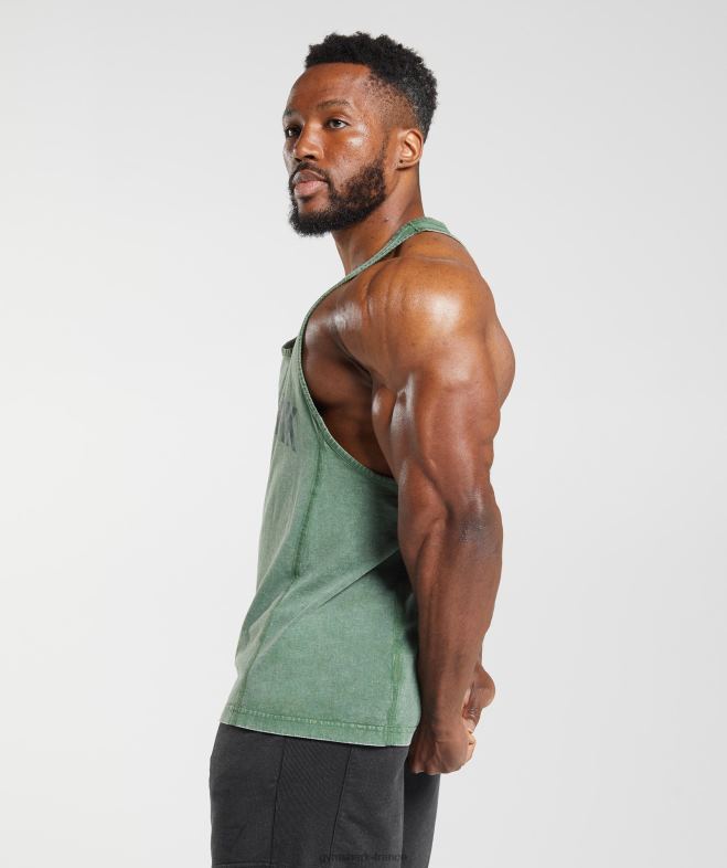 Gymshark longeron lavé sous pression iguane vert Hommes 6HF281001