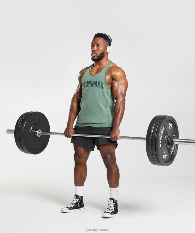 Gymshark longeron lavé sous pression iguane vert Hommes 6HF281001