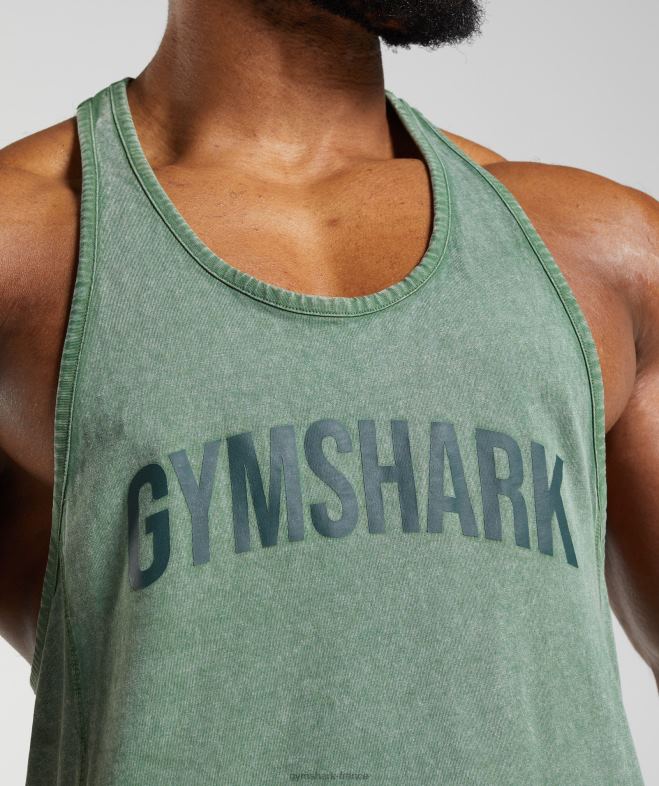 Gymshark longeron lavé sous pression iguane vert Hommes 6HF281001