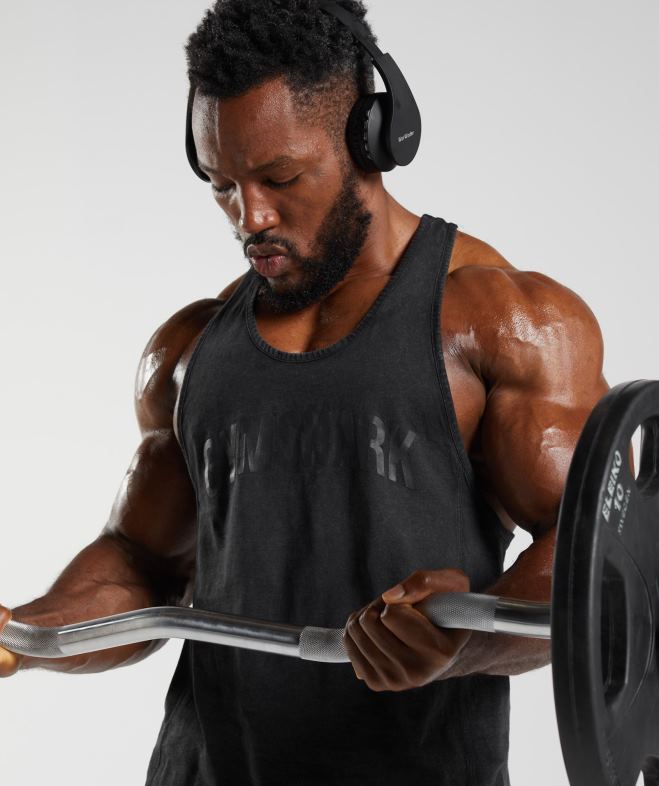 Gymshark longeron lavé sous pression noir Hommes 6HF28977