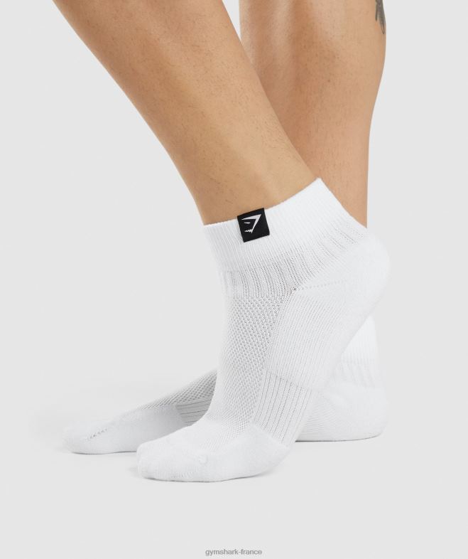 Gymshark lot de 3 chaussettes baskets à languette tissée blanc unisexe 6HF281102