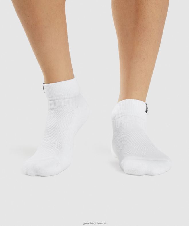 Gymshark lot de 3 chaussettes baskets à languette tissée blanc unisexe 6HF281102