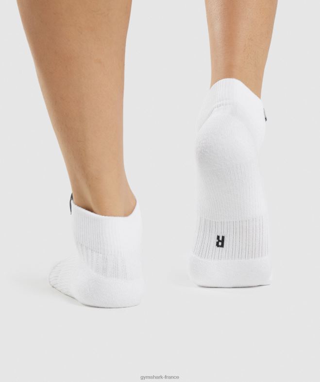 Gymshark lot de 3 chaussettes baskets à languette tissée blanc unisexe 6HF281102