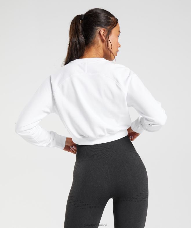 Gymshark pull court d\entrainement blanc femmes 6HF28405