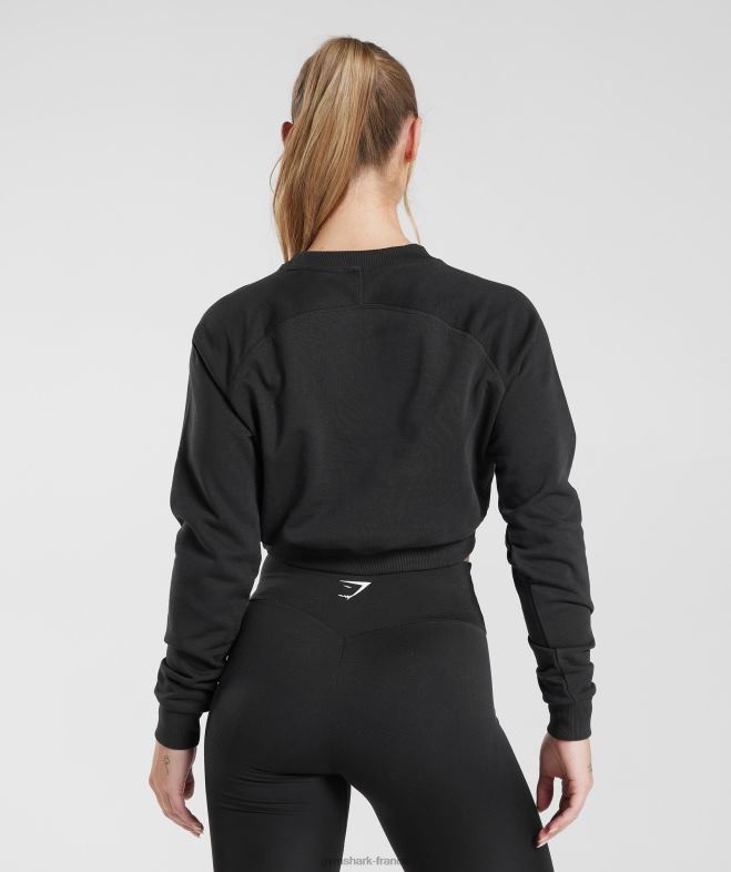 Gymshark pull court d\entrainement noir femmes 6HF28351
