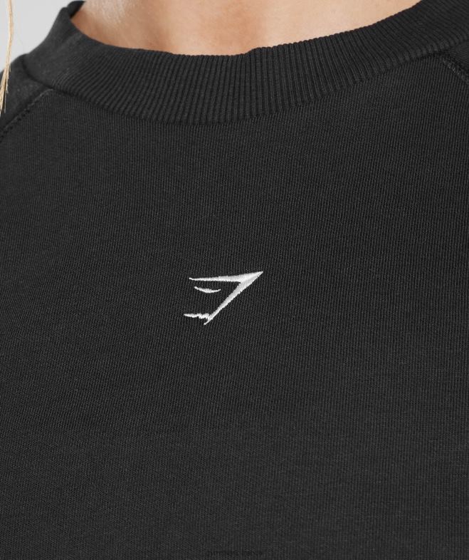 Gymshark pull court d\entrainement noir femmes 6HF28351