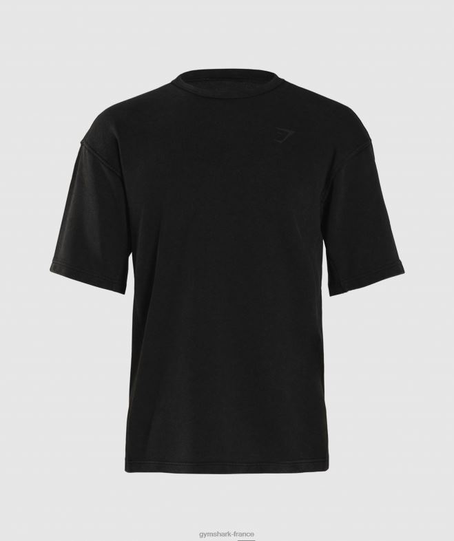 Gymshark ras du cou à manches courtes délavé sous pression noir Hommes 6HF28741