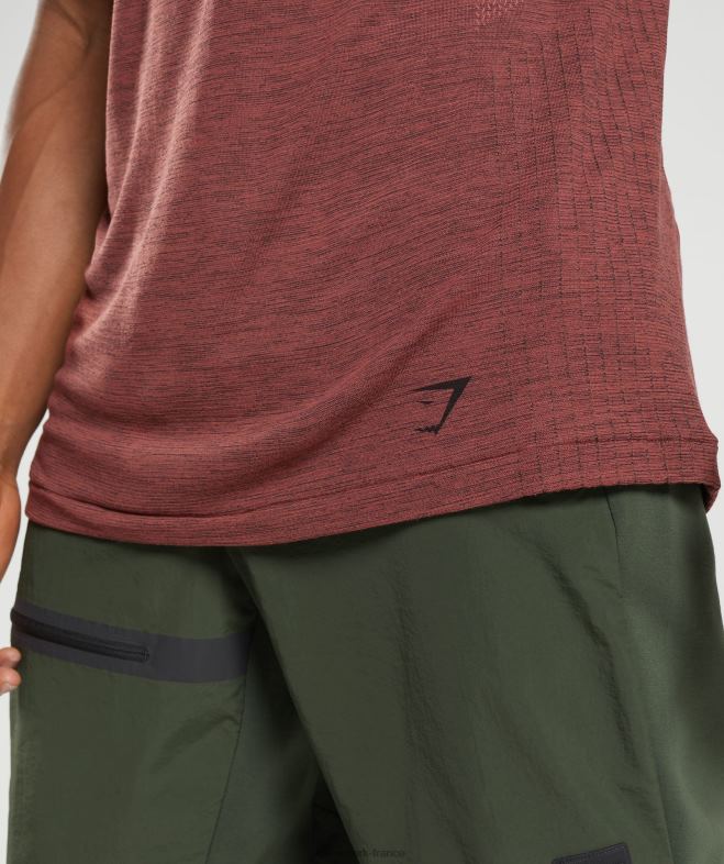 Gymshark reprendre le t-shirt sans couture brun rose/noir chiné Hommes 6HF28673