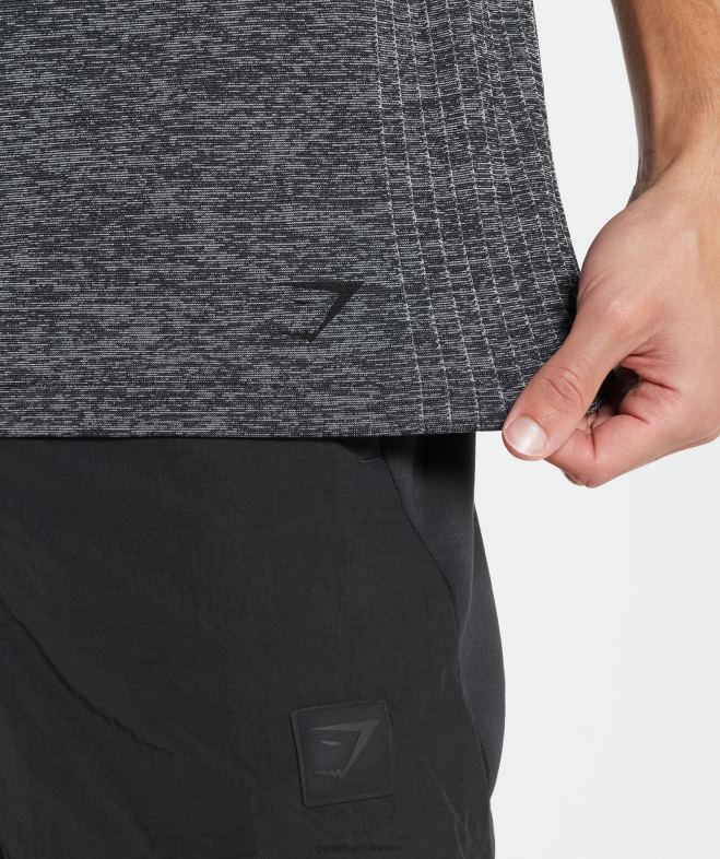 Gymshark reprendre le t-shirt sans couture noir/blanc chiné Hommes 6HF28636
