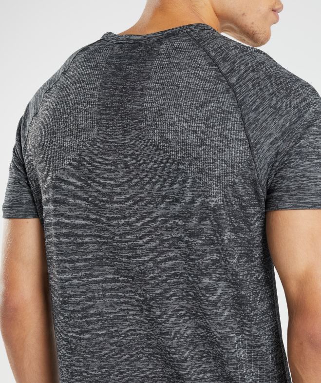 Gymshark reprendre le t-shirt sans couture noir/blanc chiné Hommes 6HF28636