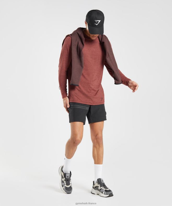 Gymshark reprendre le t-shirt à manches longues sans couture brun rose/noir chiné Hommes 6HF28606