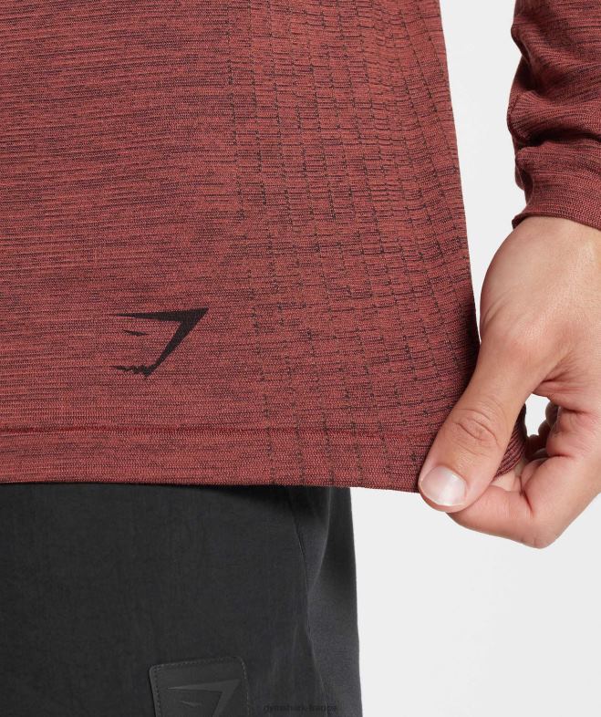 Gymshark reprendre le t-shirt à manches longues sans couture brun rose/noir chiné Hommes 6HF28606