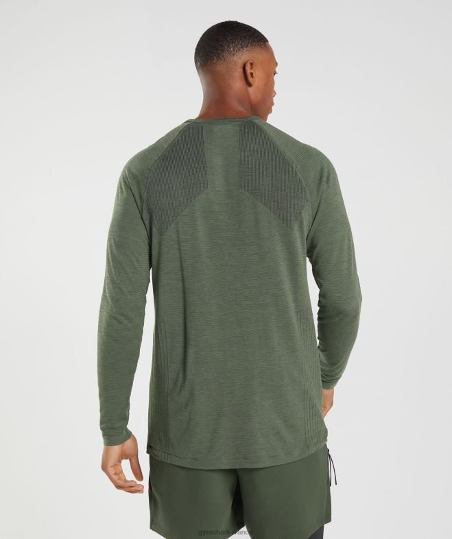 Gymshark reprendre le t-shirt à manches longues sans couture noyau d\olive Hommes 6HF28647
