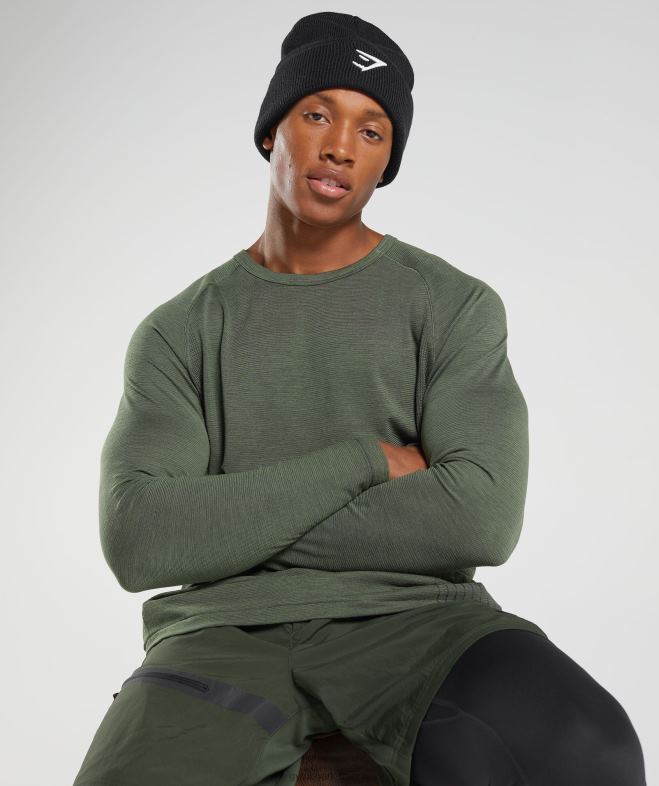 Gymshark reprendre le t-shirt à manches longues sans couture noyau d\olive Hommes 6HF28647