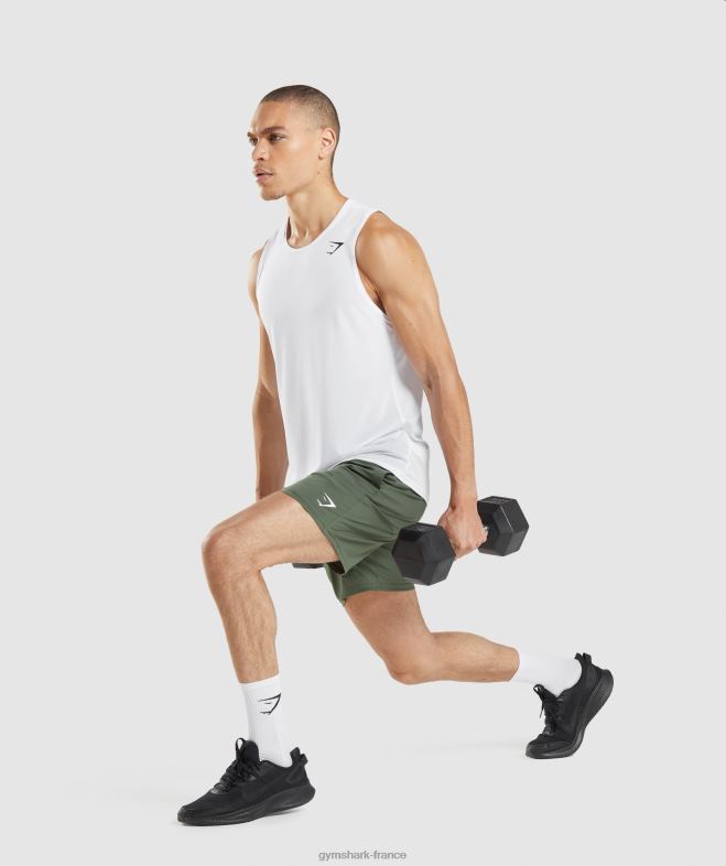 Gymshark réservoir d\arrivée blanc Hommes 6HF28897