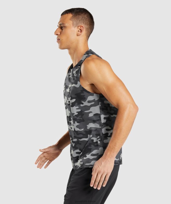 Gymshark réservoir d\arrivée imprimé gris Hommes 6HF28902