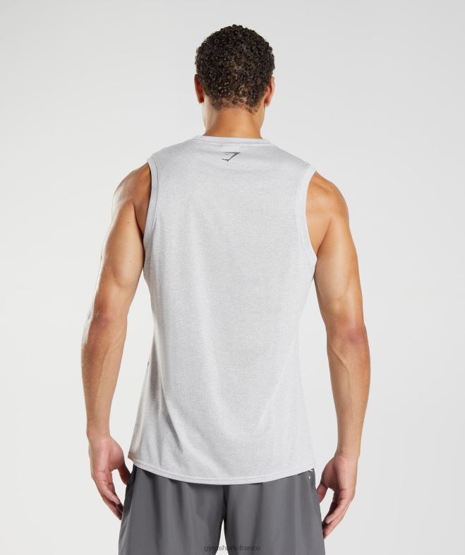 Gymshark réservoir de sport blanc/gris fumé chiné Hommes 6HF28933