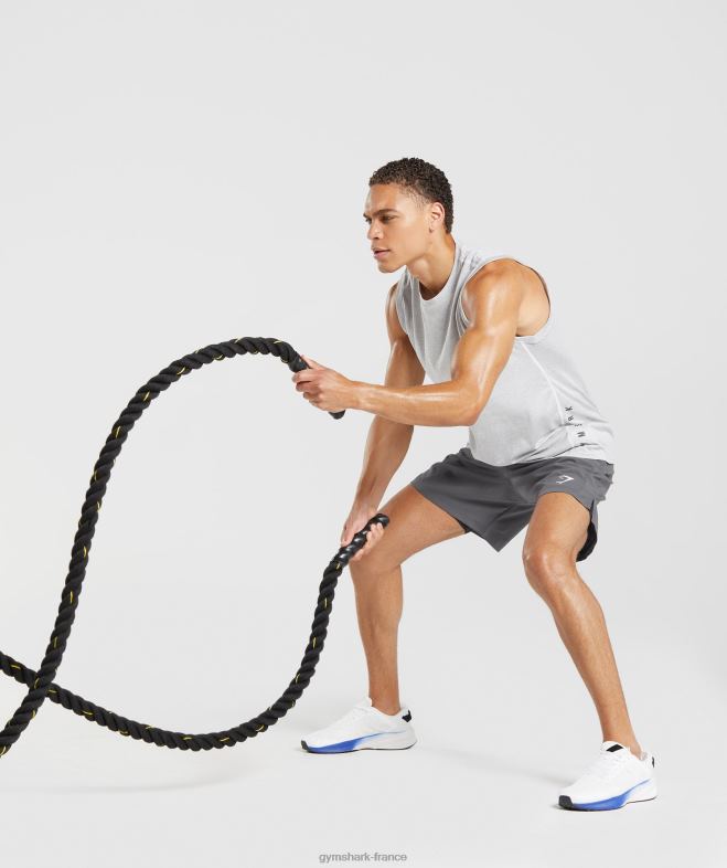 Gymshark réservoir de sport blanc/gris fumé chiné Hommes 6HF28933