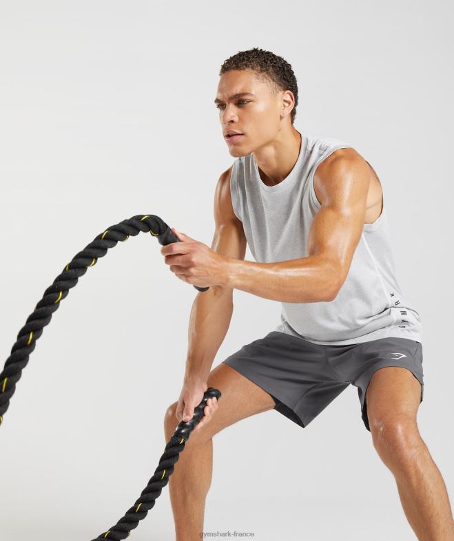 Gymshark réservoir de sport blanc/gris fumé chiné Hommes 6HF28933