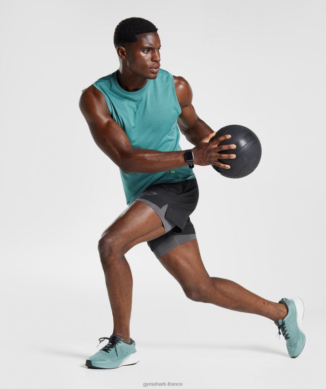 Gymshark réservoir de sport bleu ardoise/noir chiné Hommes 6HF28937