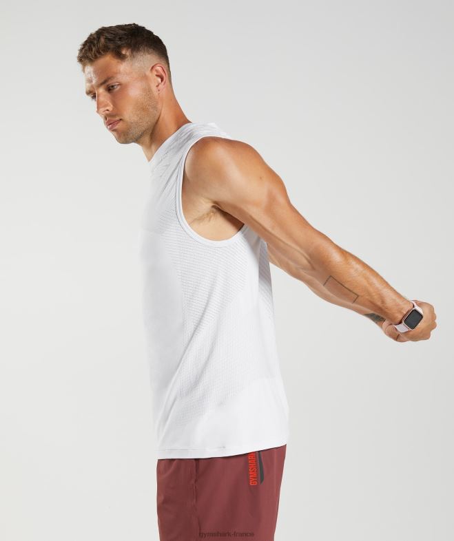 Gymshark réservoir sans couture apex blanc/gris clair Hommes 6HF28899