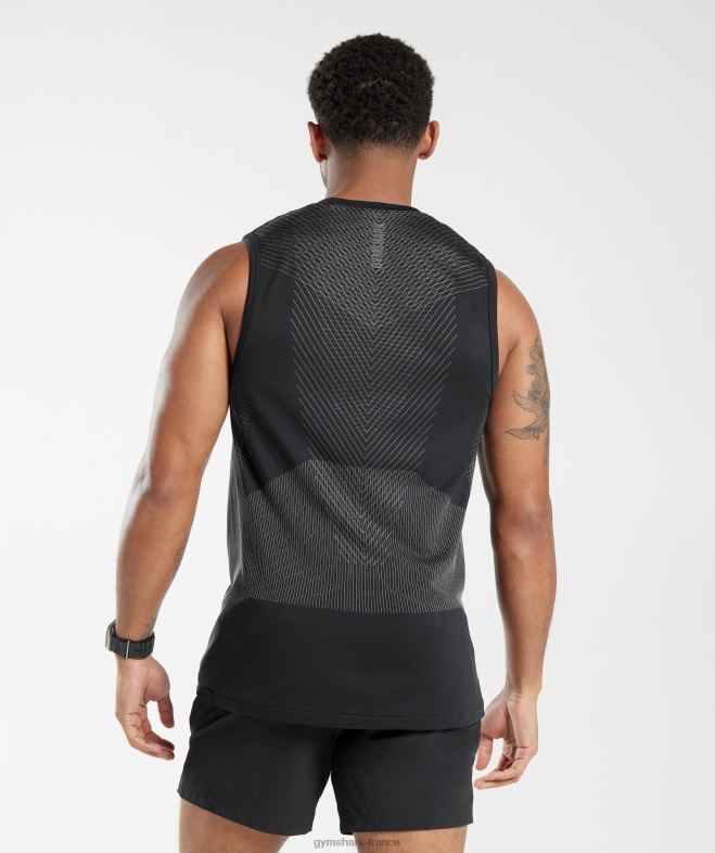 Gymshark réservoir sans couture apex noir/gris silhouette Hommes 6HF28917