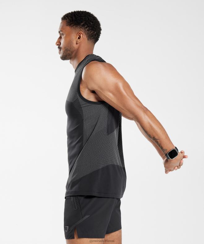 Gymshark réservoir sans couture apex noir/gris silhouette Hommes 6HF28917