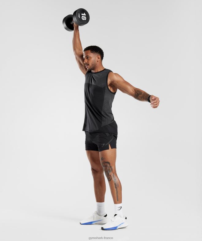 Gymshark réservoir sans couture apex noir/gris silhouette Hommes 6HF28917