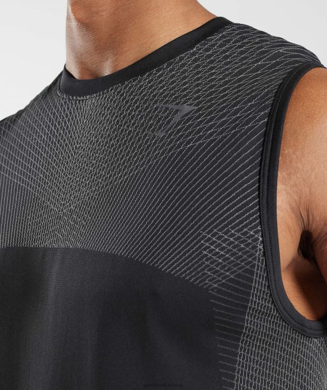 Gymshark réservoir sans couture apex noir/gris silhouette Hommes 6HF28917