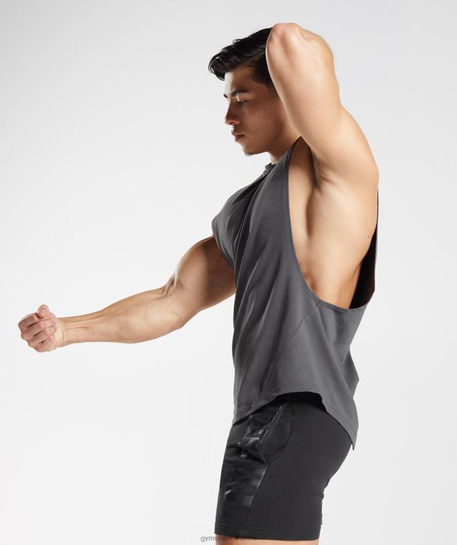 Gymshark réservoir à bras tombant audacieux silhouette grise Hommes 6HF28882