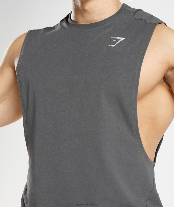 Gymshark réservoir à bras tombant audacieux silhouette grise Hommes 6HF28882