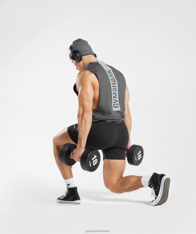 Gymshark réservoir à bras tombant audacieux silhouette grise Hommes 6HF28882
