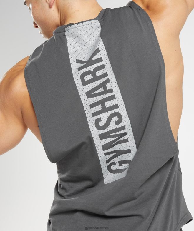 Gymshark réservoir à bras tombant audacieux silhouette grise Hommes 6HF28882