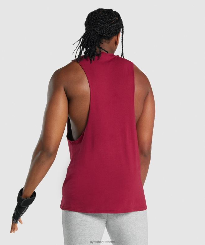 Gymshark réservoir à bras tombant critique 20 Bourgogne Hommes 6HF28961