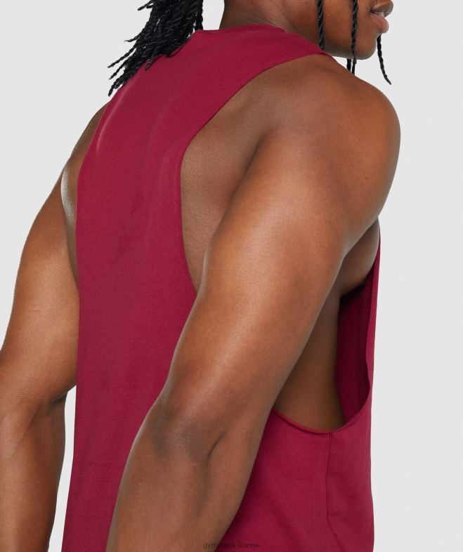 Gymshark réservoir à bras tombant critique 20 Bourgogne Hommes 6HF28961