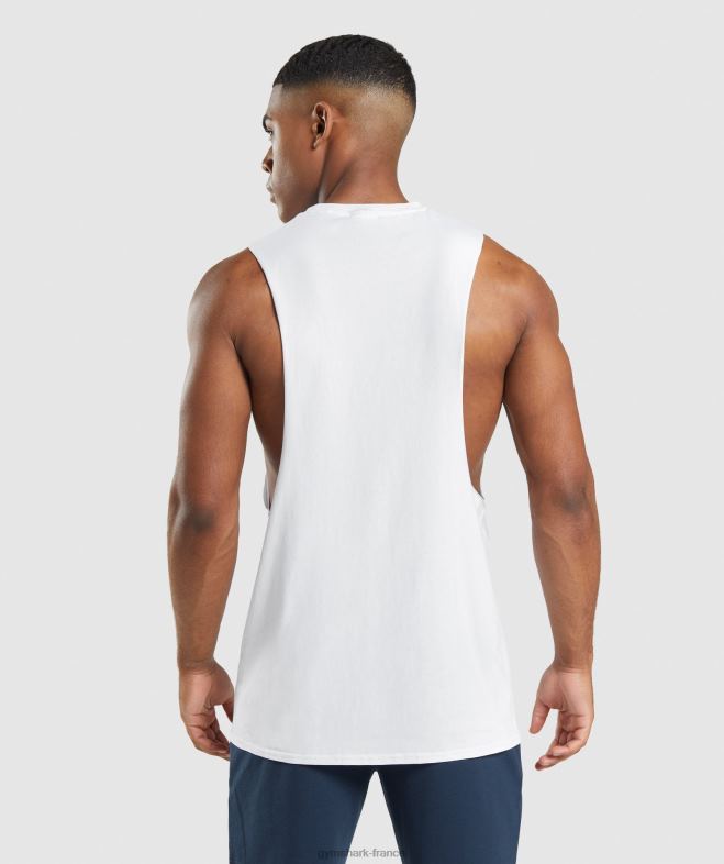 Gymshark réservoir à bras tombant critique 20 blanc Hommes 6HF28901