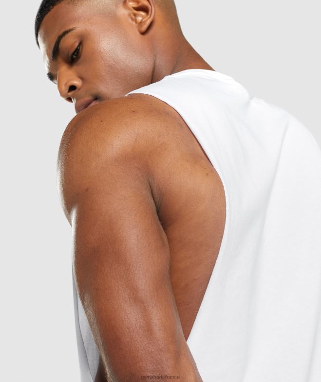 Gymshark réservoir à bras tombant critique 20 blanc Hommes 6HF28901