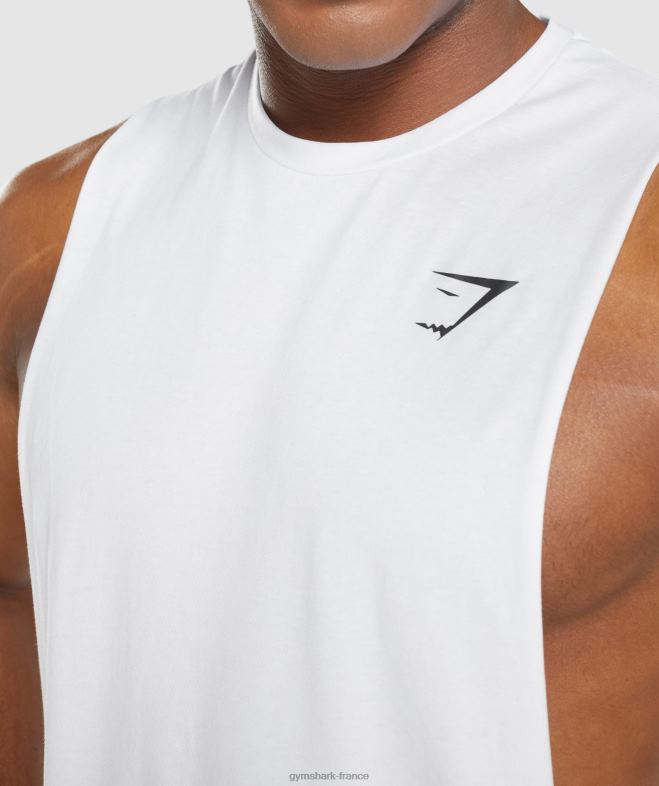 Gymshark réservoir à bras tombant critique 20 blanc Hommes 6HF28901