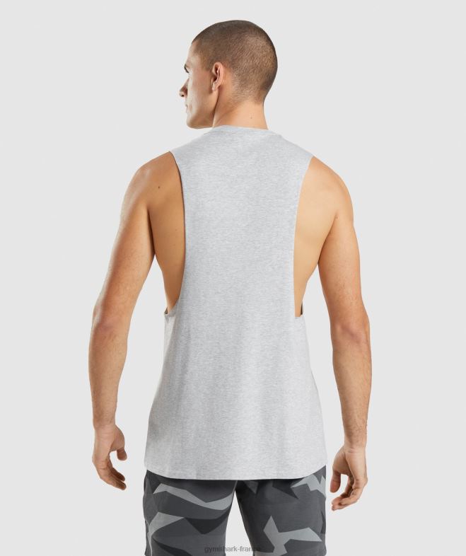 Gymshark réservoir à bras tombant critique 20 chiné gris clair Hommes 6HF28887