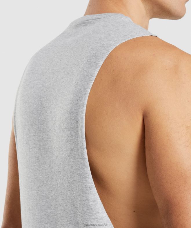 Gymshark réservoir à bras tombant critique 20 chiné gris clair Hommes 6HF28887