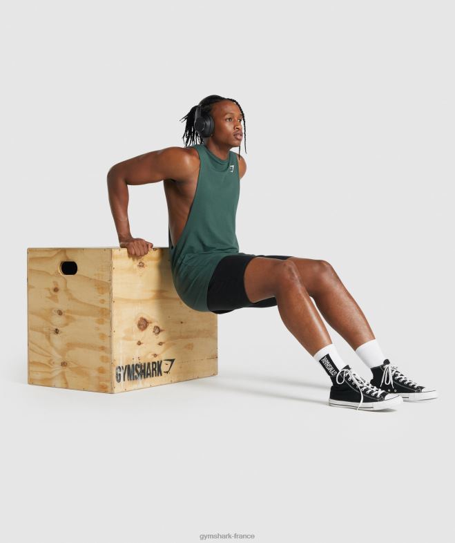 Gymshark réservoir à bras tombant critique 20 vert foncé Hommes 6HF28931