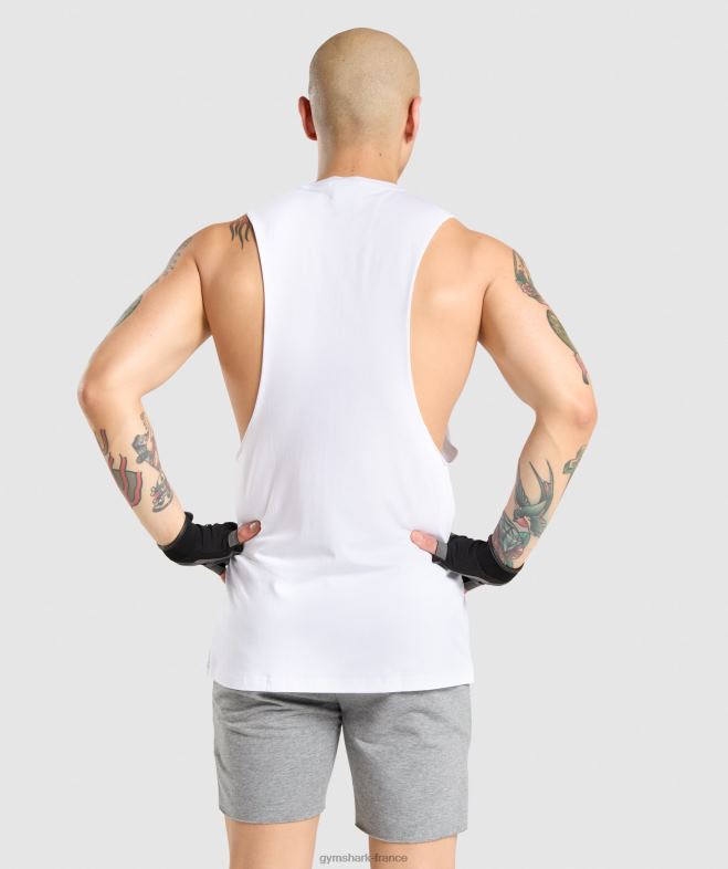 Gymshark réservoir à bras tombant critique blanc Hommes 6HF28936
