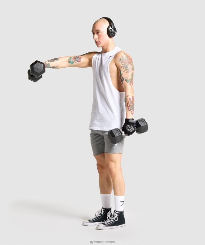 Gymshark réservoir à bras tombant critique blanc Hommes 6HF28936